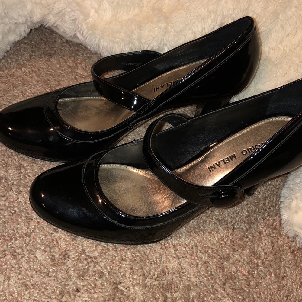 Antonio Melani black patent  heels